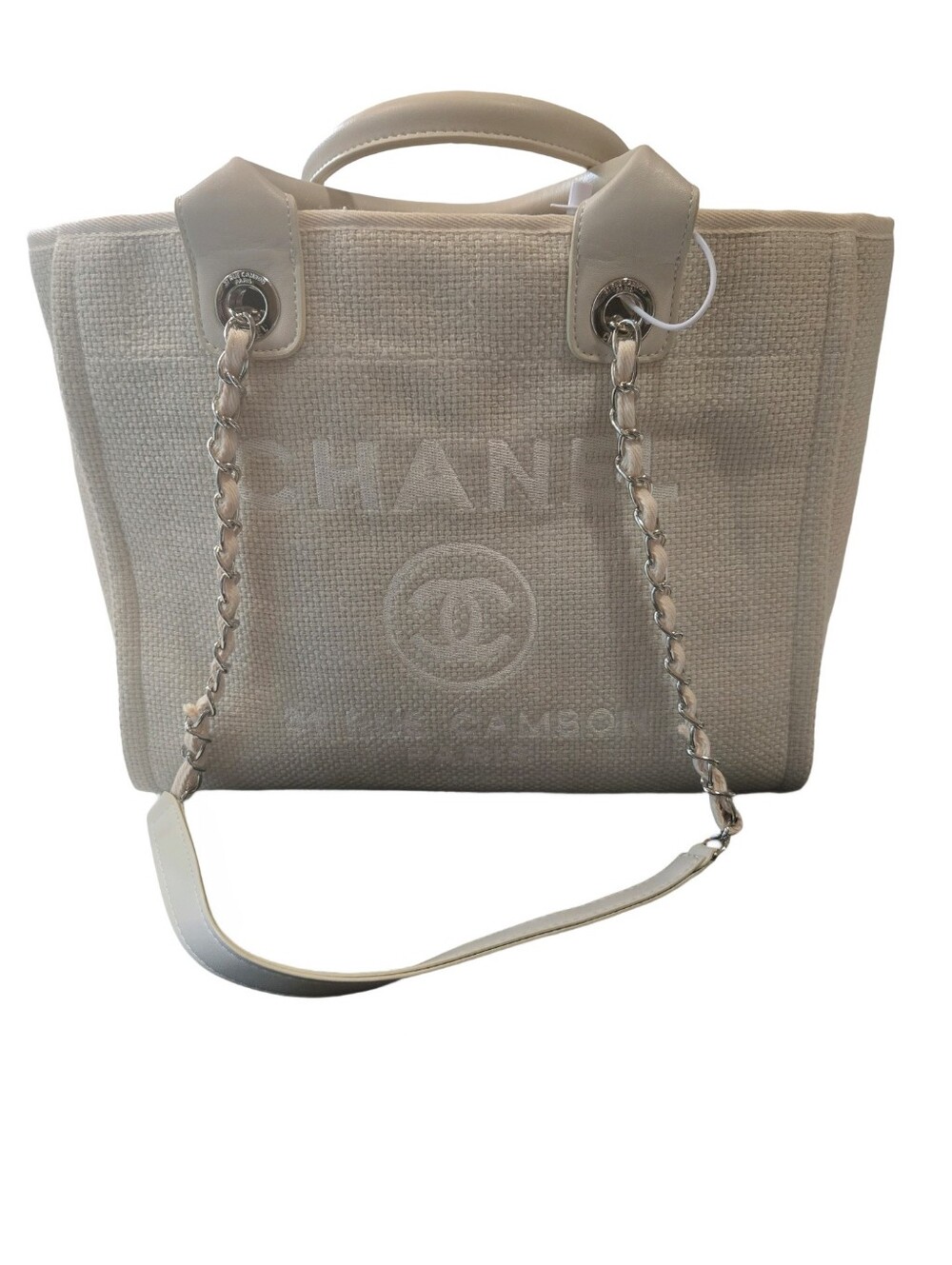 C Ivory Tote Bag with Chain-Strap )Inspired